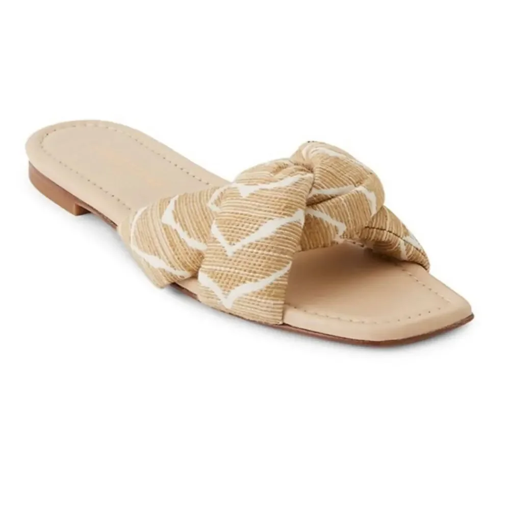 LAFAYETTE 148 Germaine Padded Jacquard Slides Sandals Honey Nut EU 35